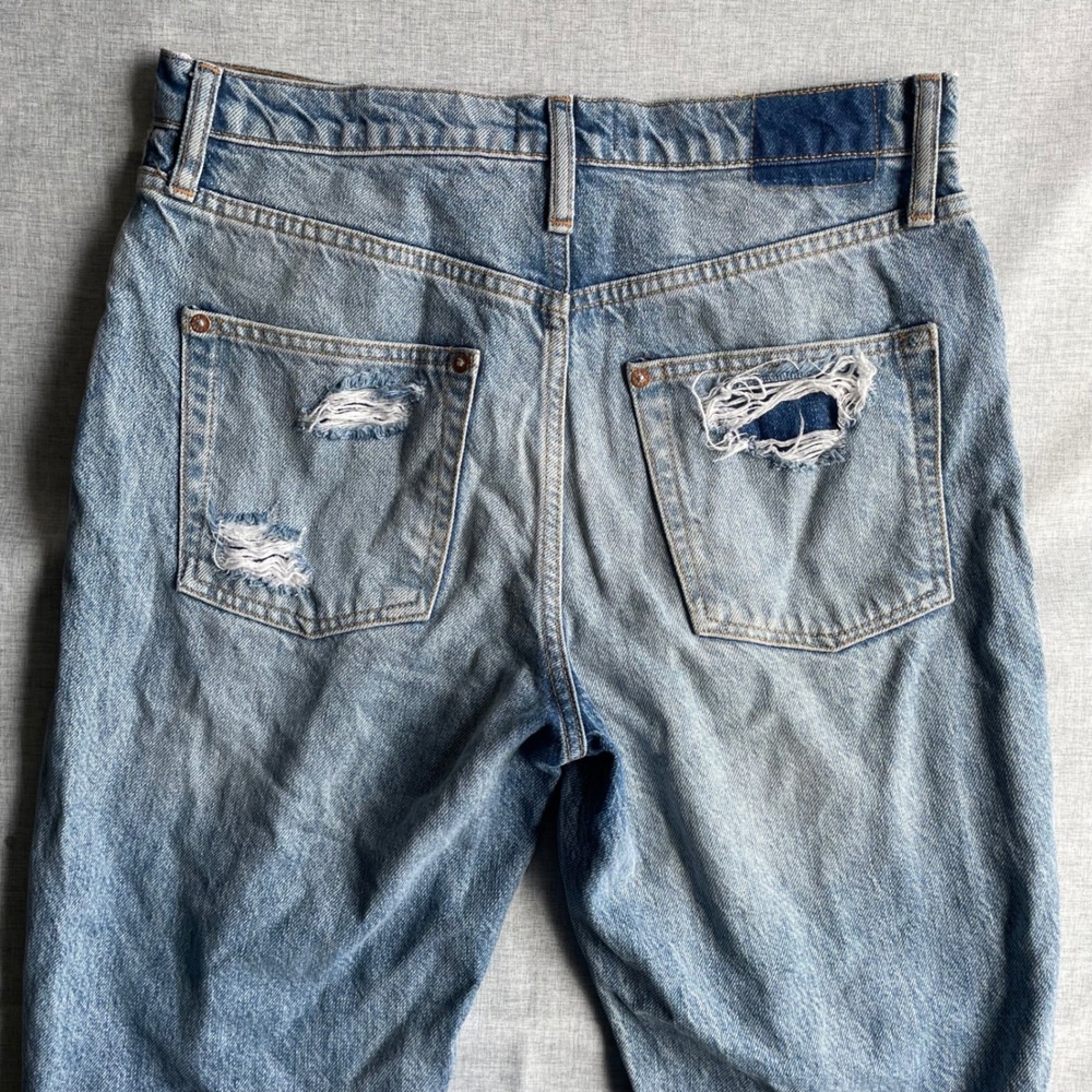 Free People Distressed High Waisted Straight Leg Jeans Womens Size 28 Blue - Picture 12 of 15